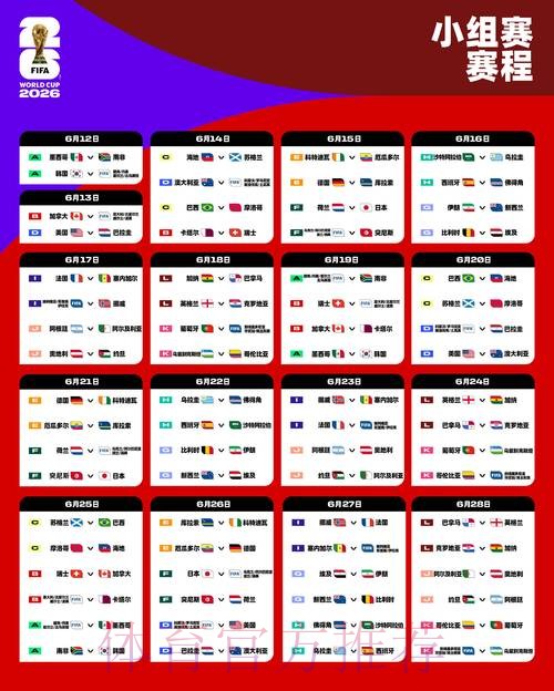 世界杯每日赛程详细